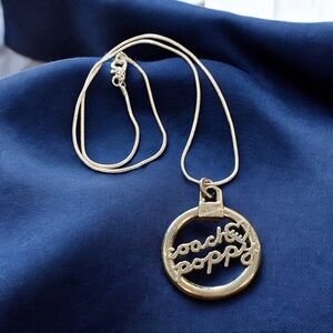 Upcycled Coach Poppy Silvertone Zipper Pull on 18” Silver Plated Snake Chain